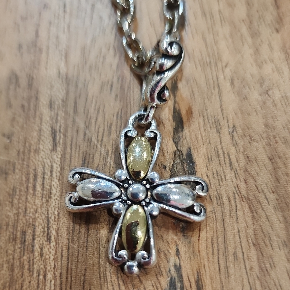 Premier Jewelry: Chic Two-Tone Cross Pendant Necklace w a 22' chain